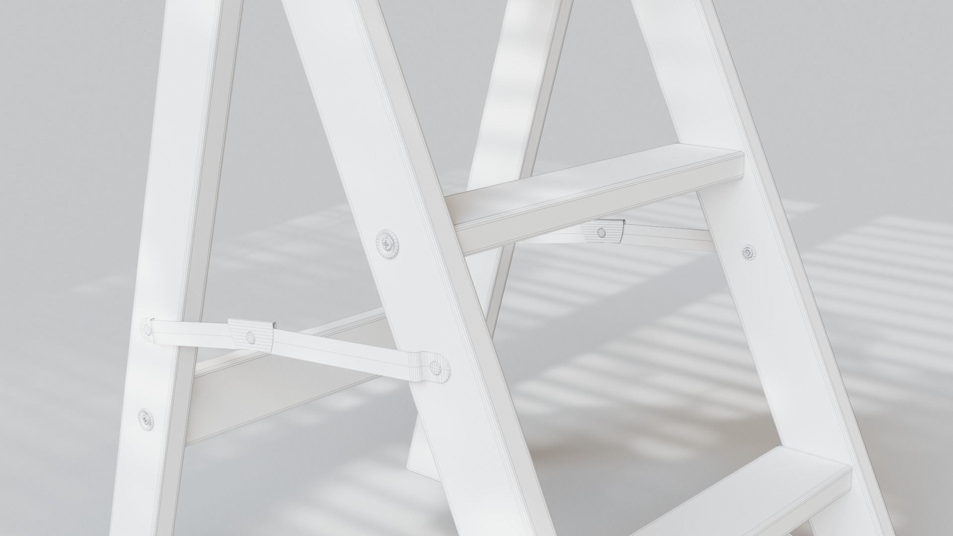 Wooden Step Ladder Low-poly 3D model_6