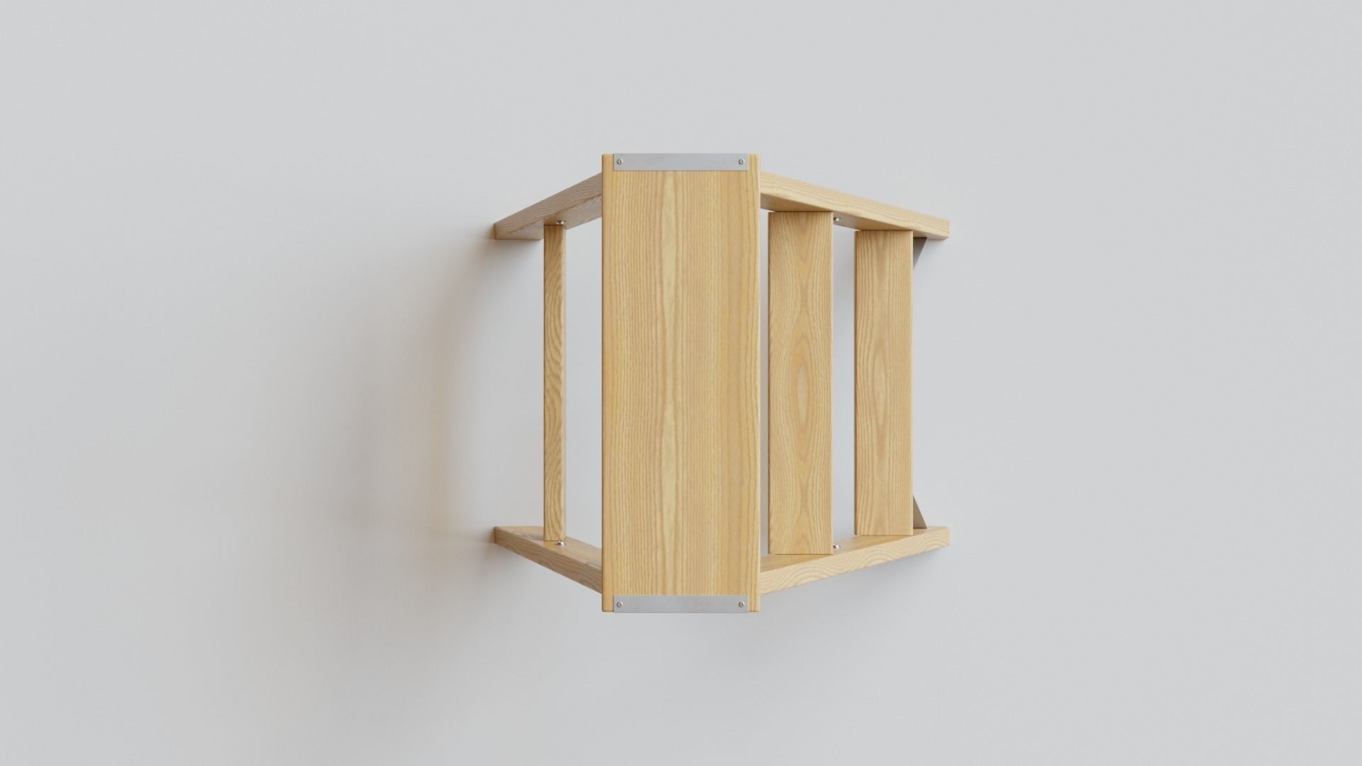 Wooden Step Ladder Low-poly 3D model_11