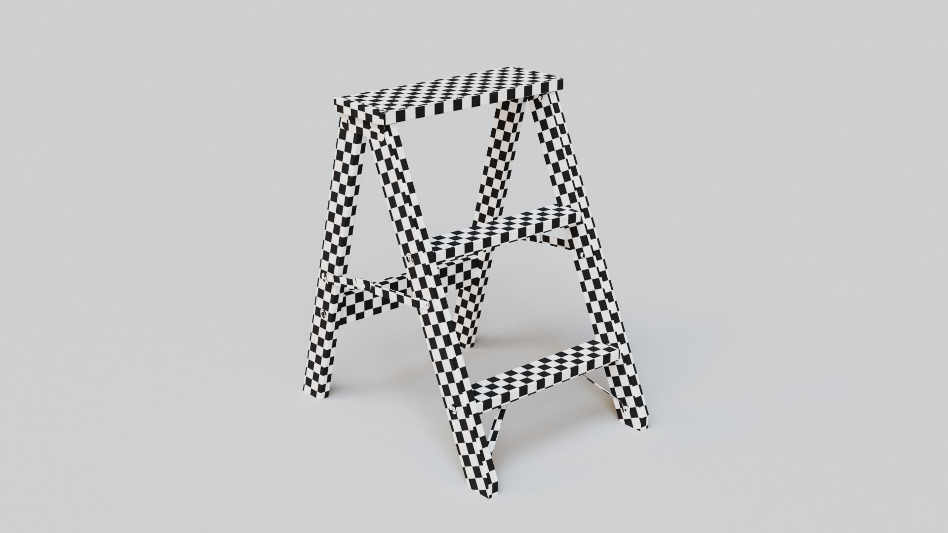 Wooden Step Ladder Low-poly 3D model_2