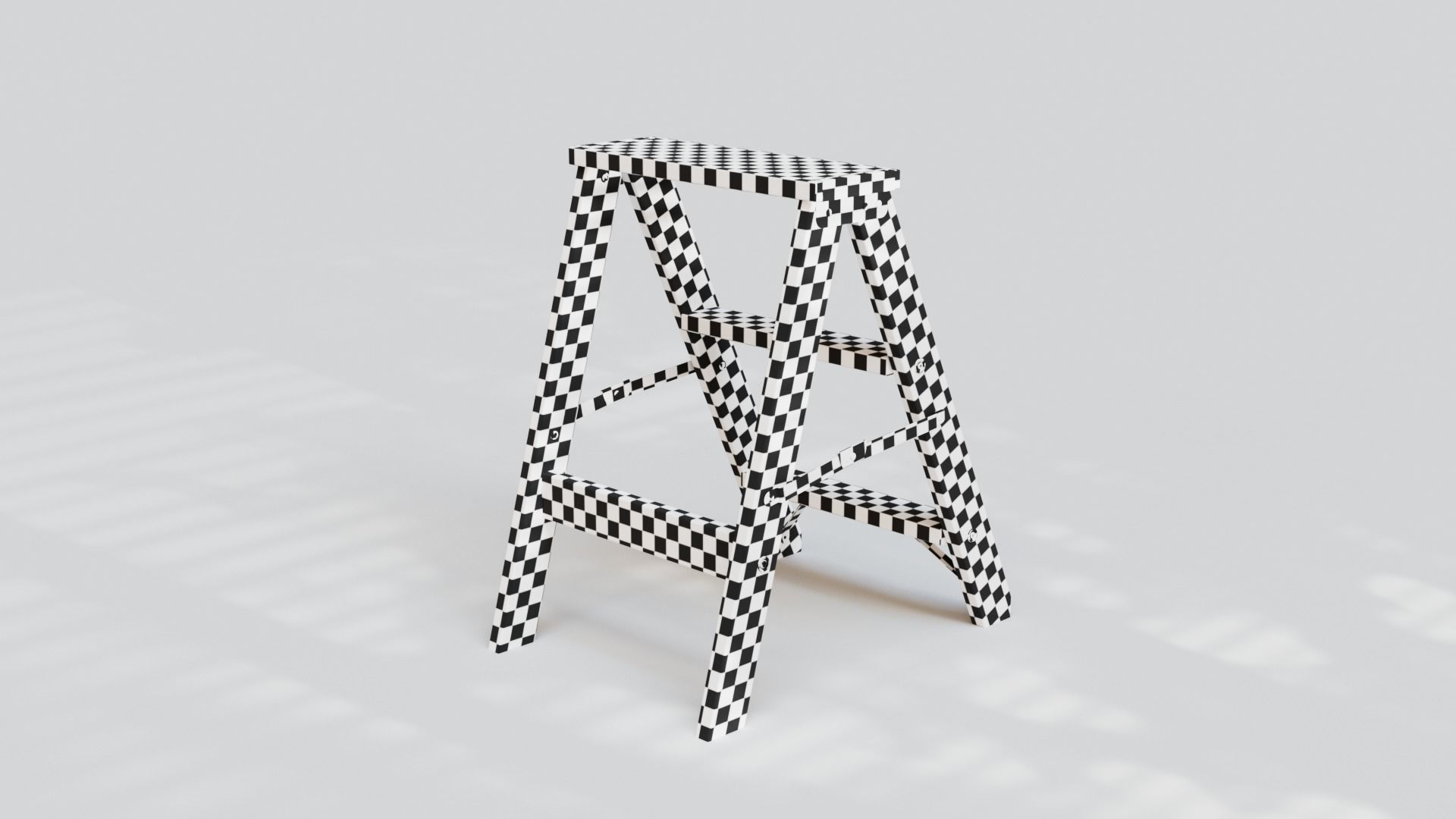 Wooden Step Ladder Low-poly 3D model_9