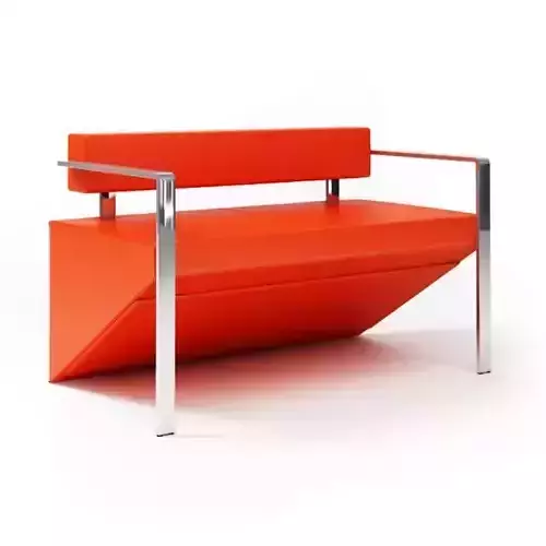 Modern Red Sofa With Stainless Steel Arms