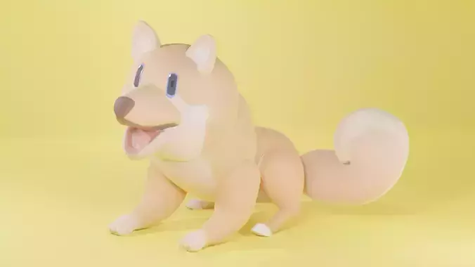 Shiba Inu Dog Cartoon 3D model