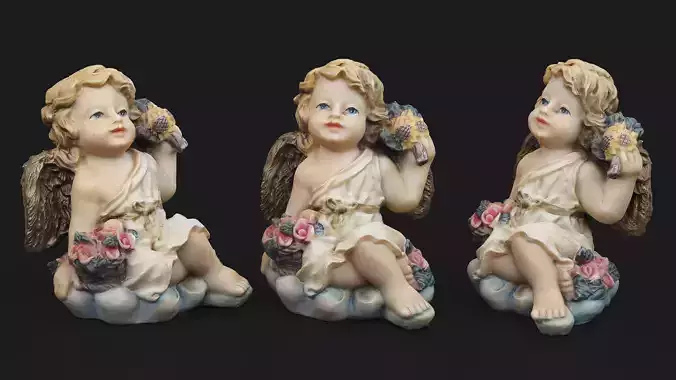 Resin Cherub Gold Wings Statue