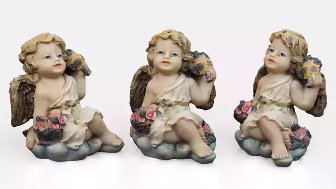 Resin Cherub Gold Wings Statue 3D print model
