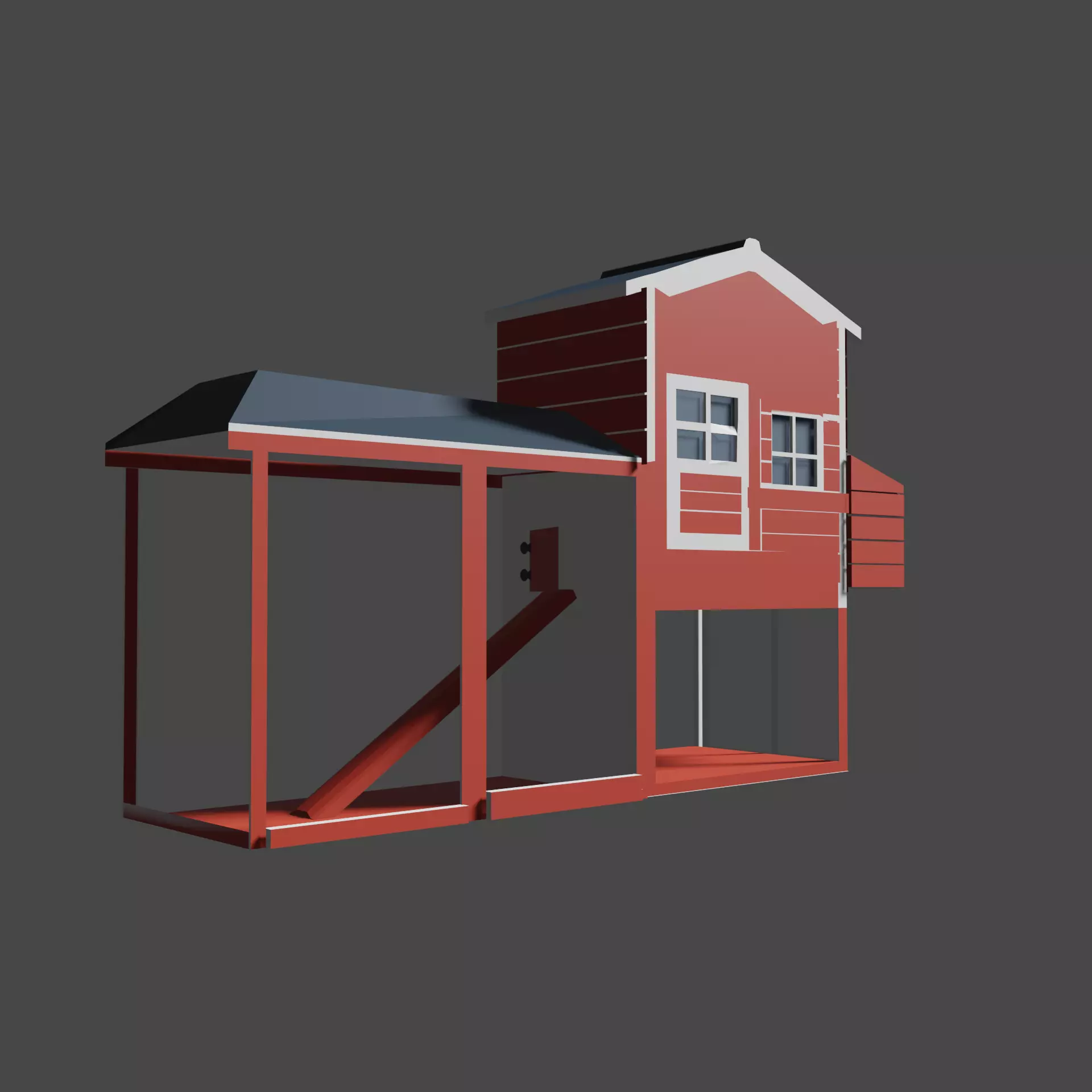 CHicken coop Low-poly 3D model_0