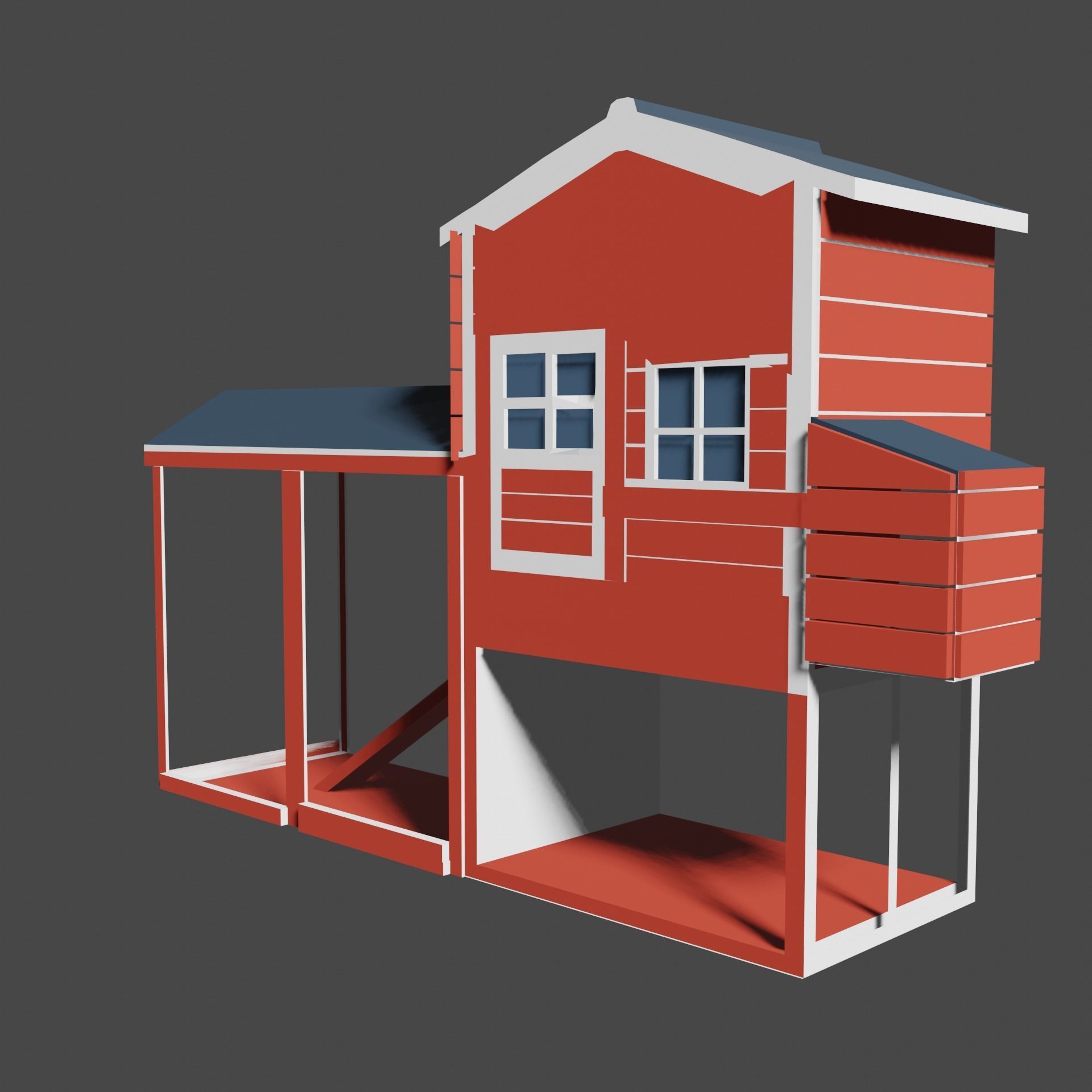 CHicken coop Low-poly 3D model_2