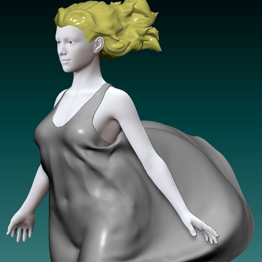 GIRL IN WIND 2 3D print model_2