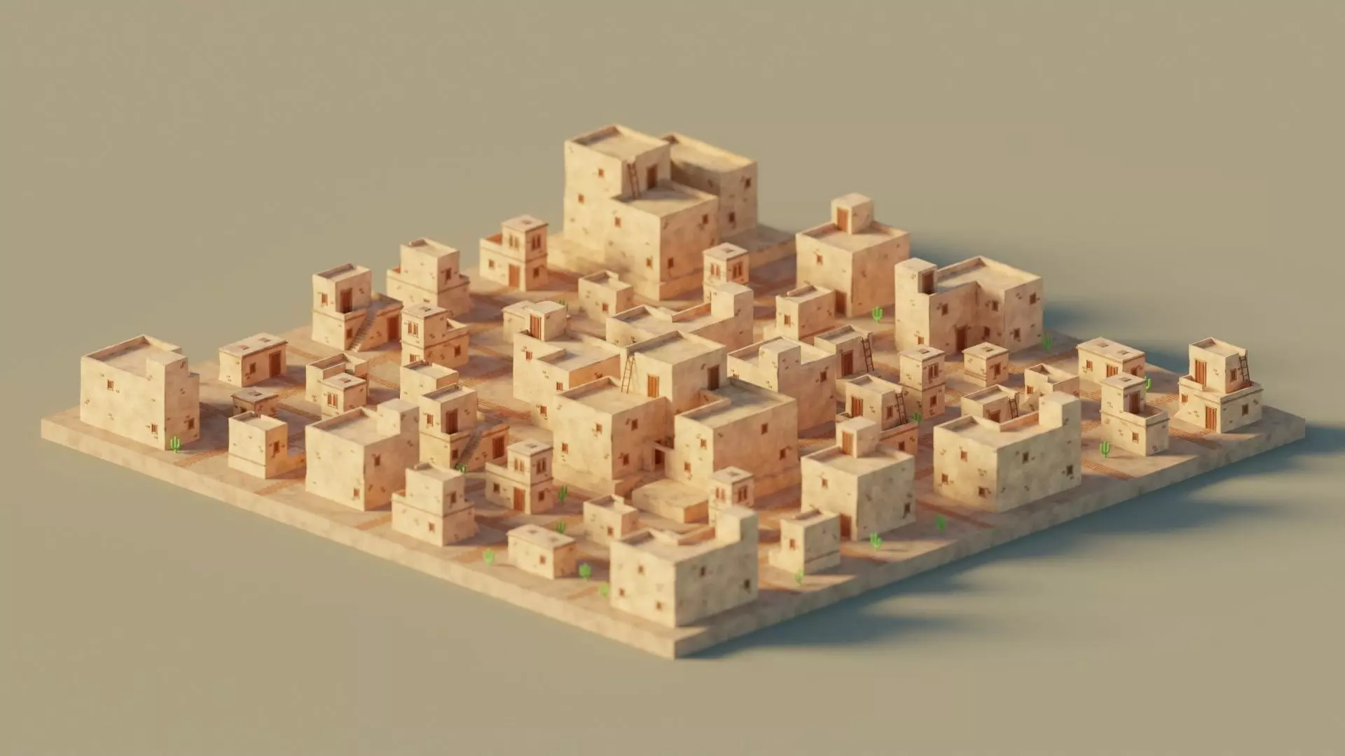 10 Desert Homes Pack  - Lowpoly Low-poly 3D model_0
