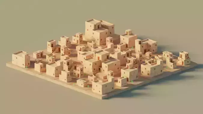 10 Desert Homes Pack  - Lowpoly