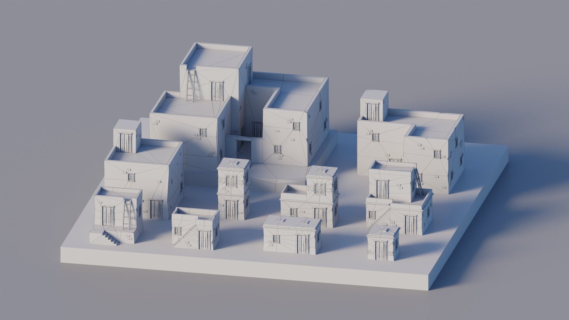 10 Desert Homes Pack  - Lowpoly Low-poly 3D model_4