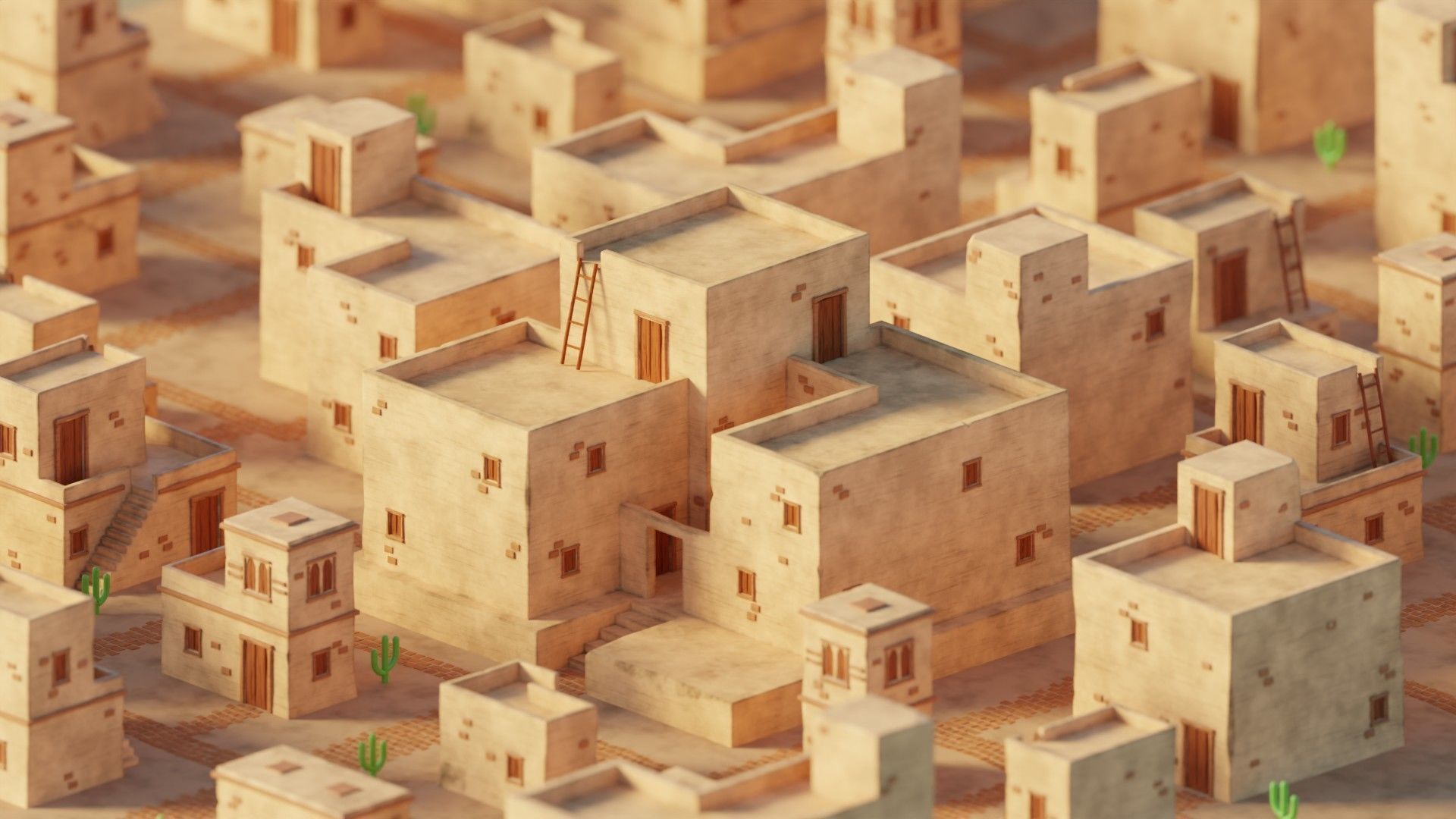 10 Desert Homes Pack  - Lowpoly Low-poly 3D model_1