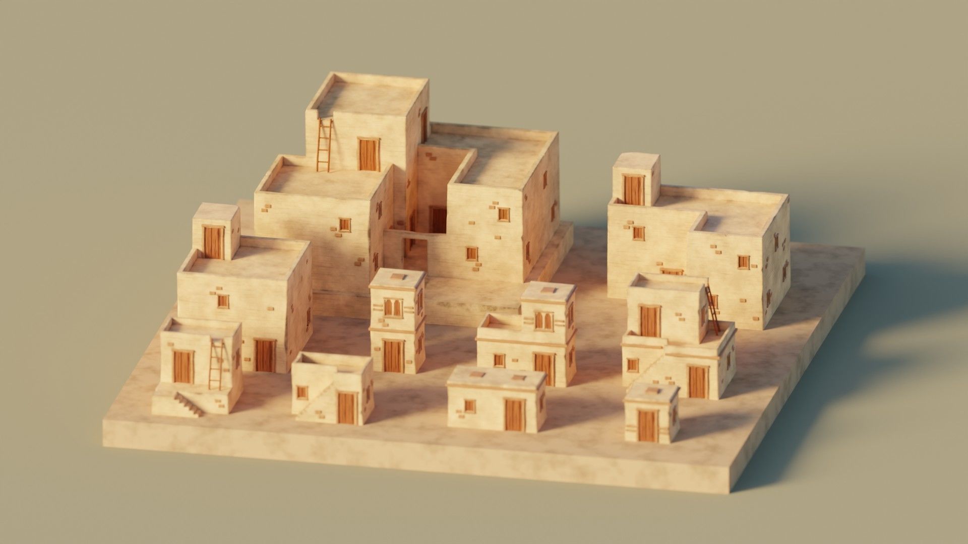 10 Desert Homes Pack  - Lowpoly Low-poly 3D model_2