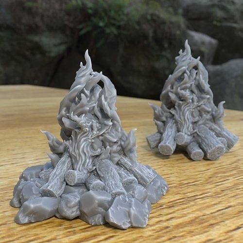 2 FIRECAMPS FOR TERRAIN BASES DIORAMA TABLETOP 1-35 3D print model