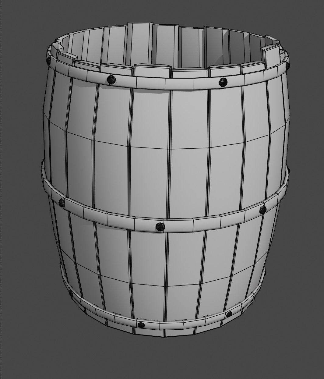 Low Poly realistic barrel whiskey Low-poly 3D model_7