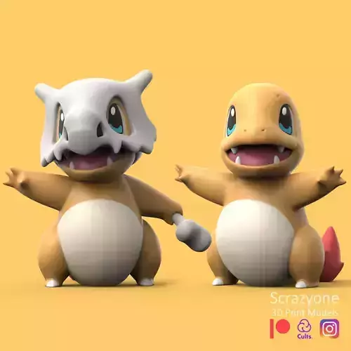 POKEMON - CUBONE X CHARMANDER 3D print model