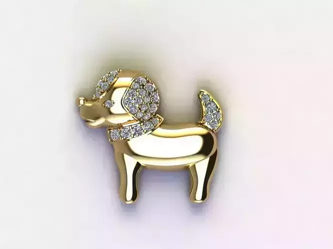 cute dog with diamond pendant 