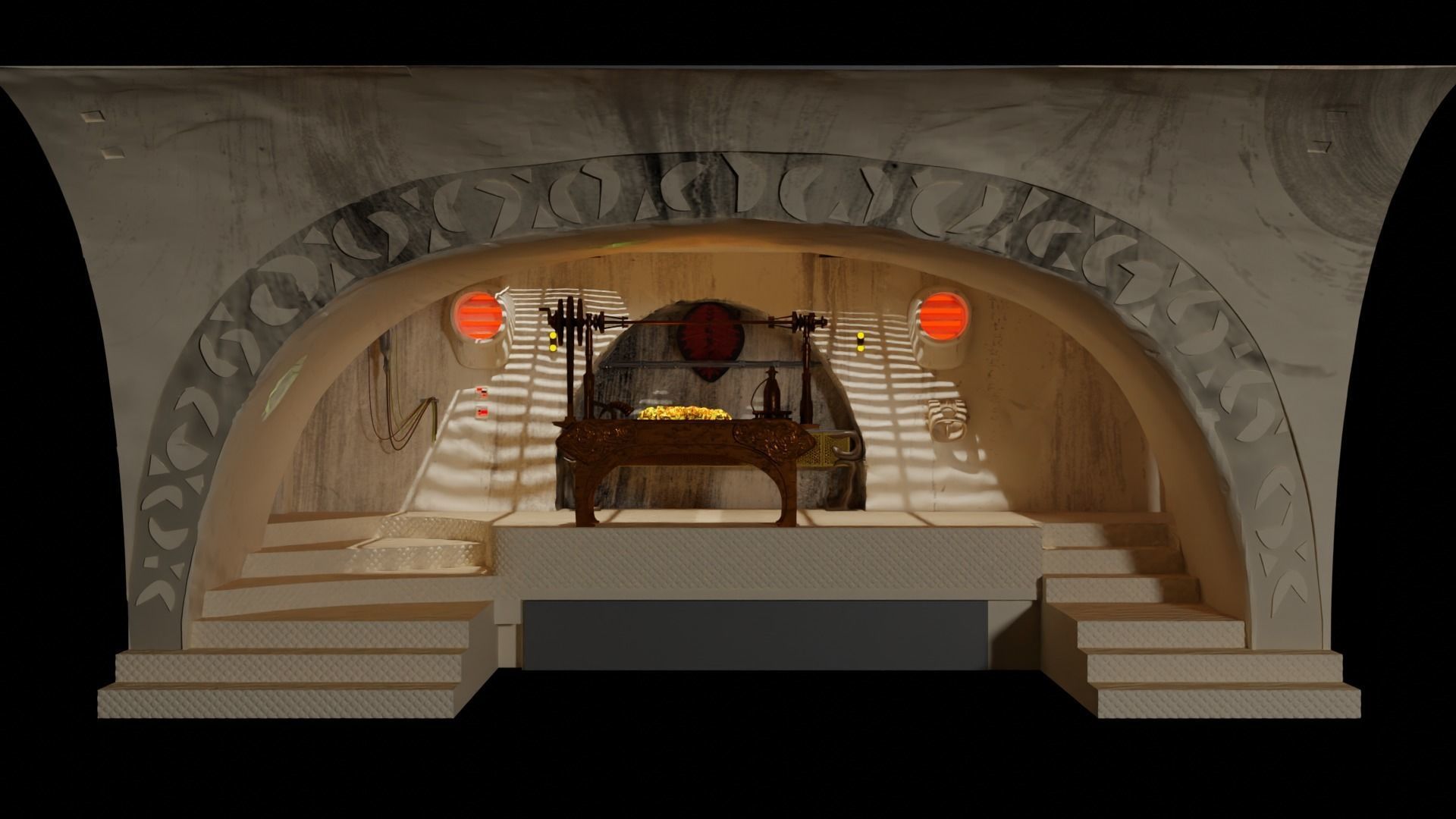 Jabbas Throne Area - complete set - 1-18 Hasbro Kenner 3D Model Collection_12