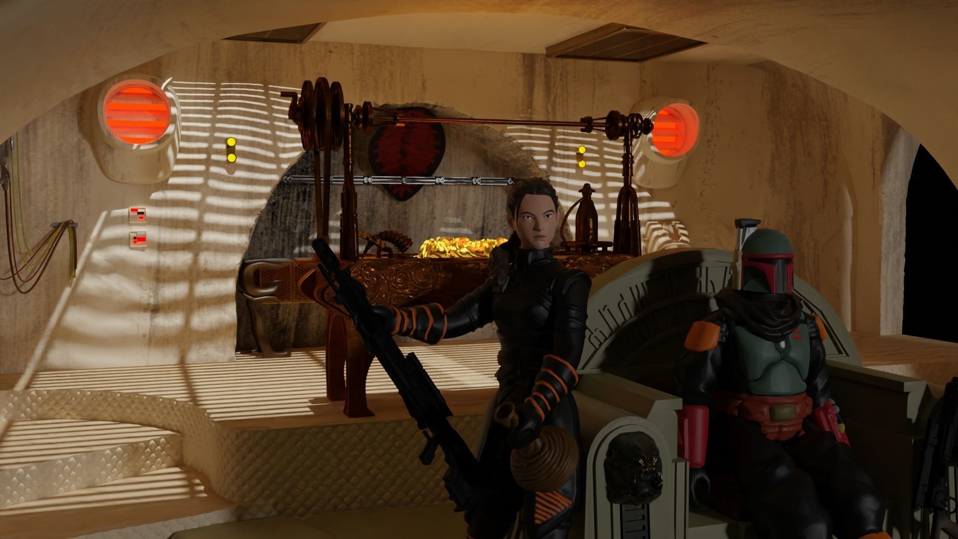 Jabbas Throne Area - complete set - 1-18 Hasbro Kenner 3D Model Collection_9