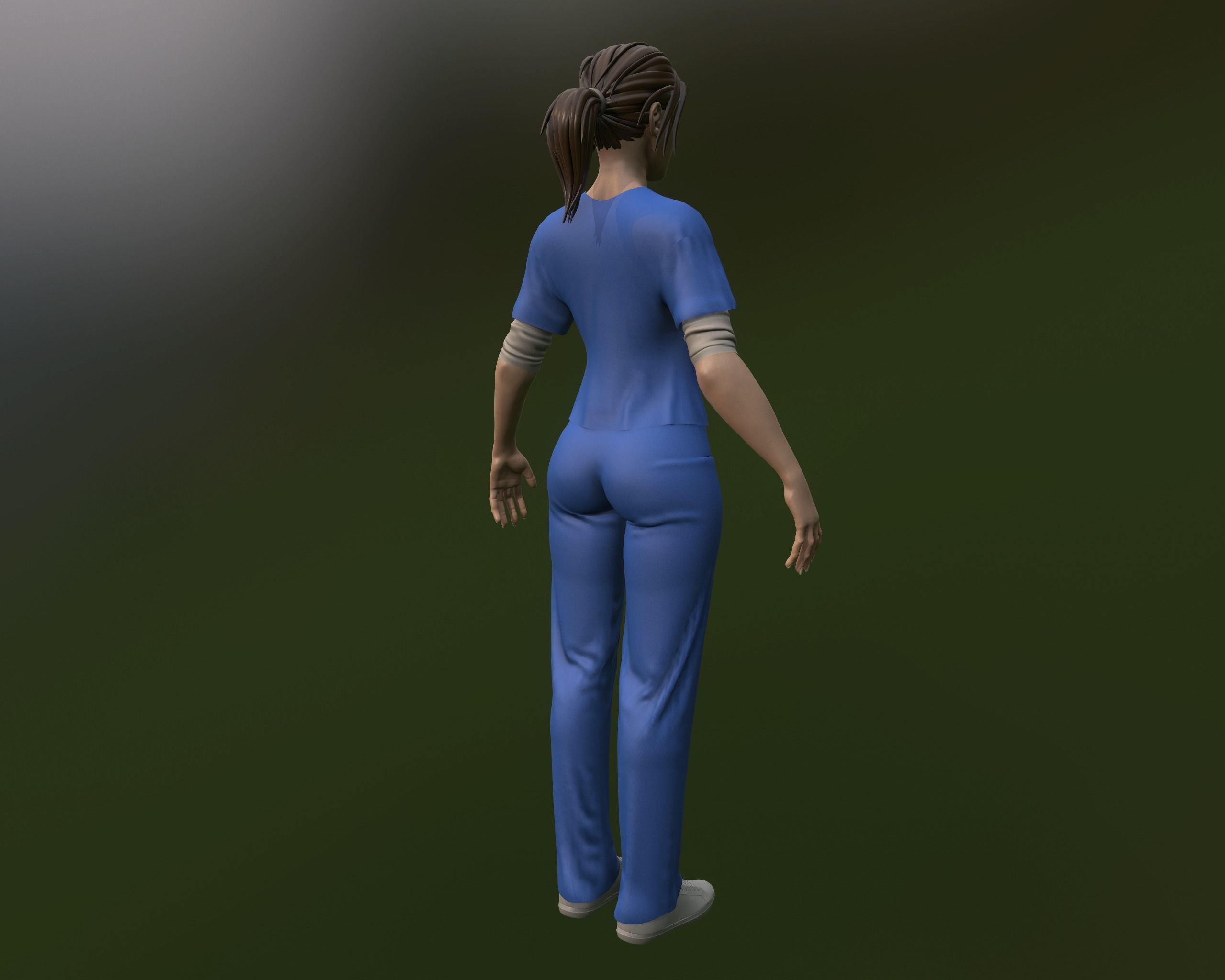 Nurse female in scrubs Low-poly 3D model_5