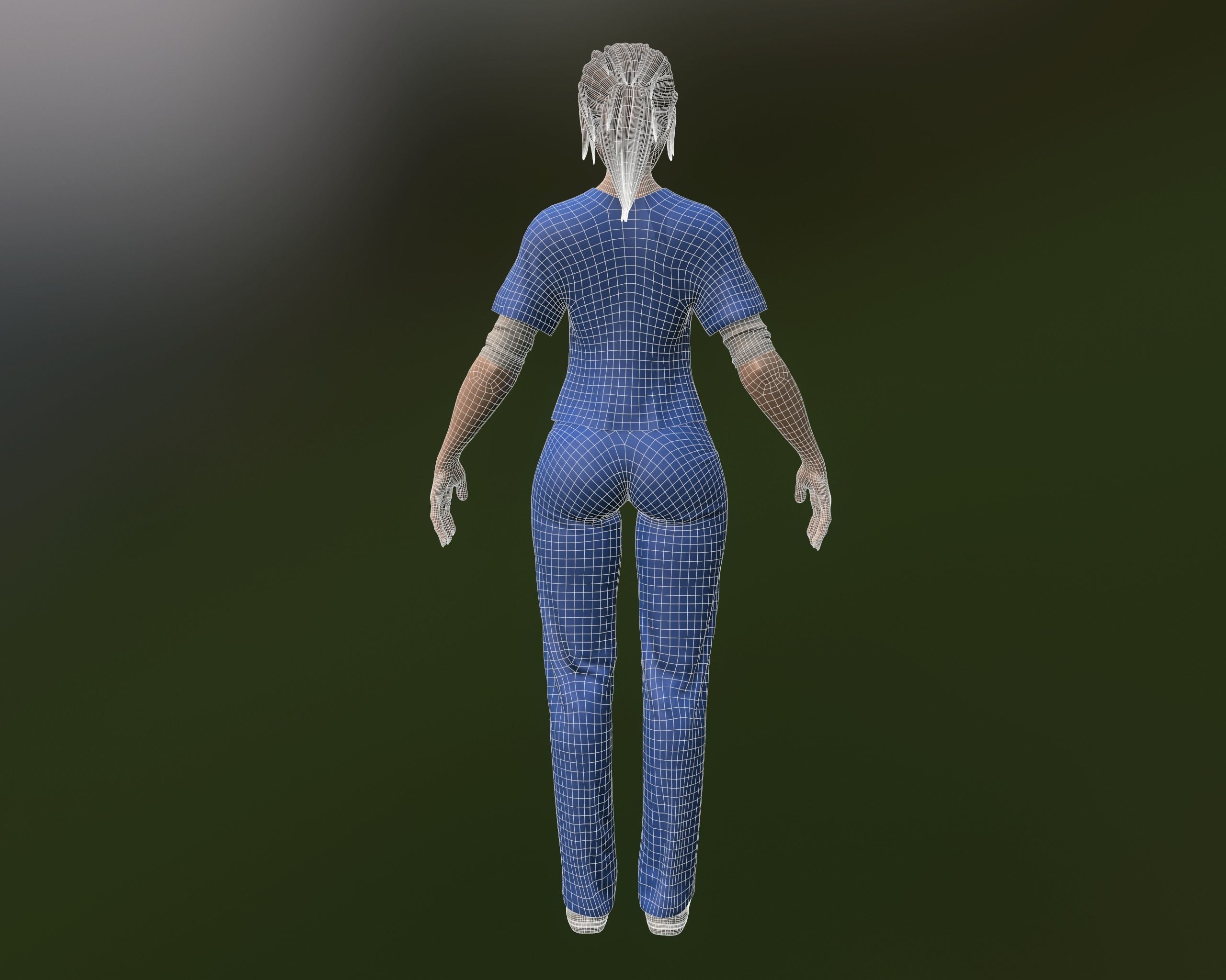 Nurse female in scrubs Low-poly 3D model_11