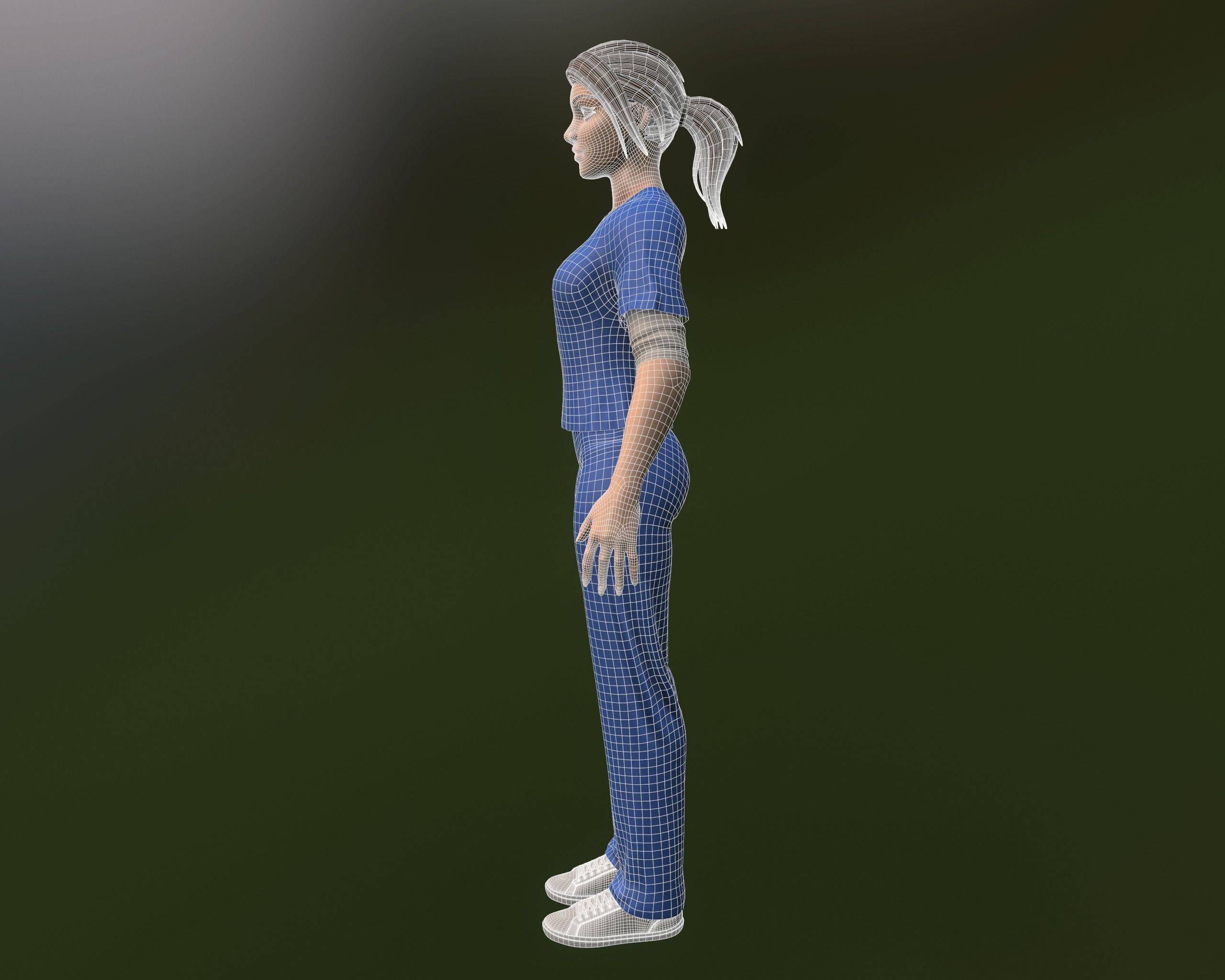 Nurse female in scrubs Low-poly 3D model_10