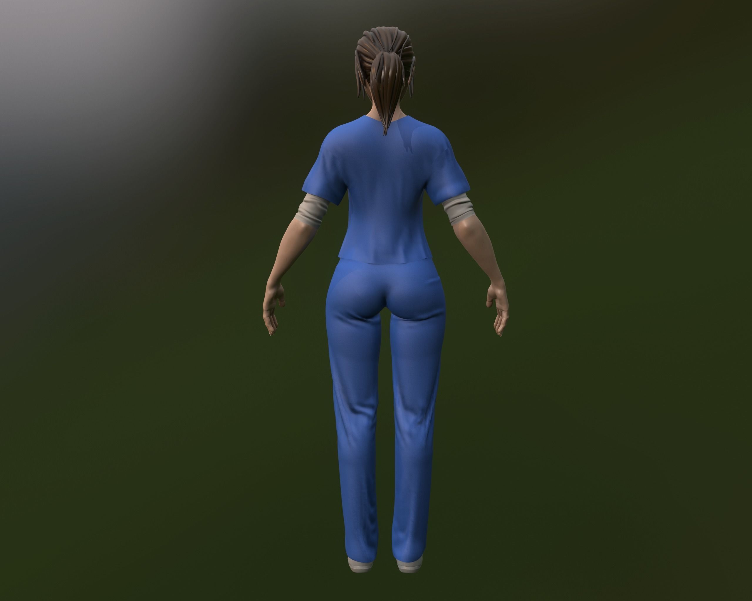 Nurse female in scrubs Low-poly 3D model_8