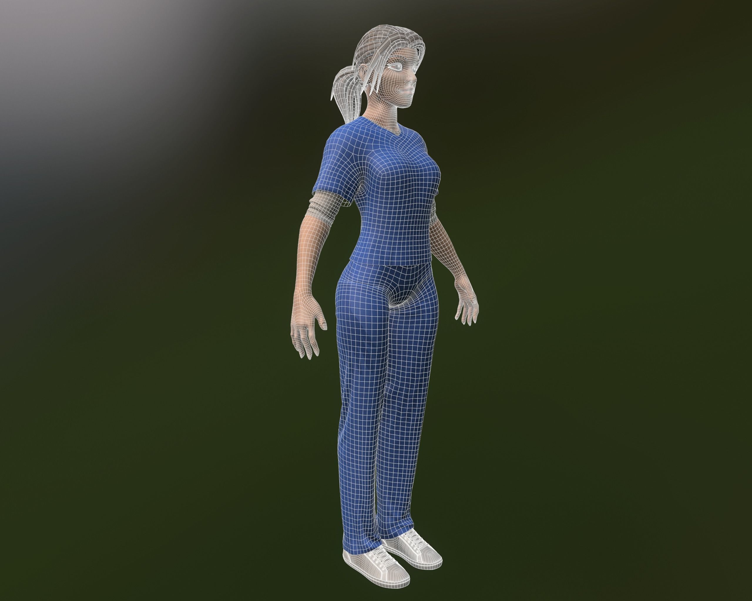 Nurse female in scrubs Low-poly 3D model_13