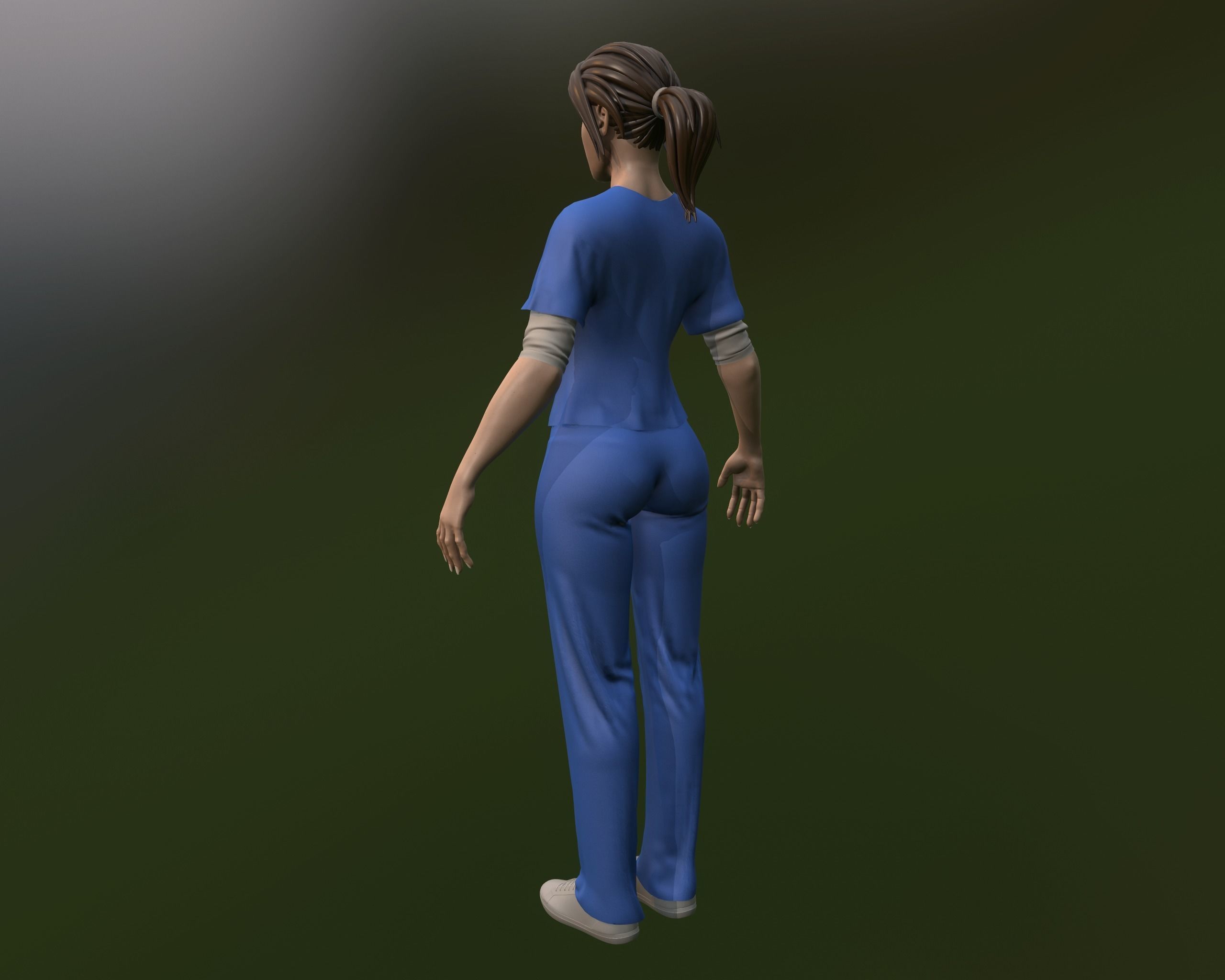 Nurse female in scrubs Low-poly 3D model_4