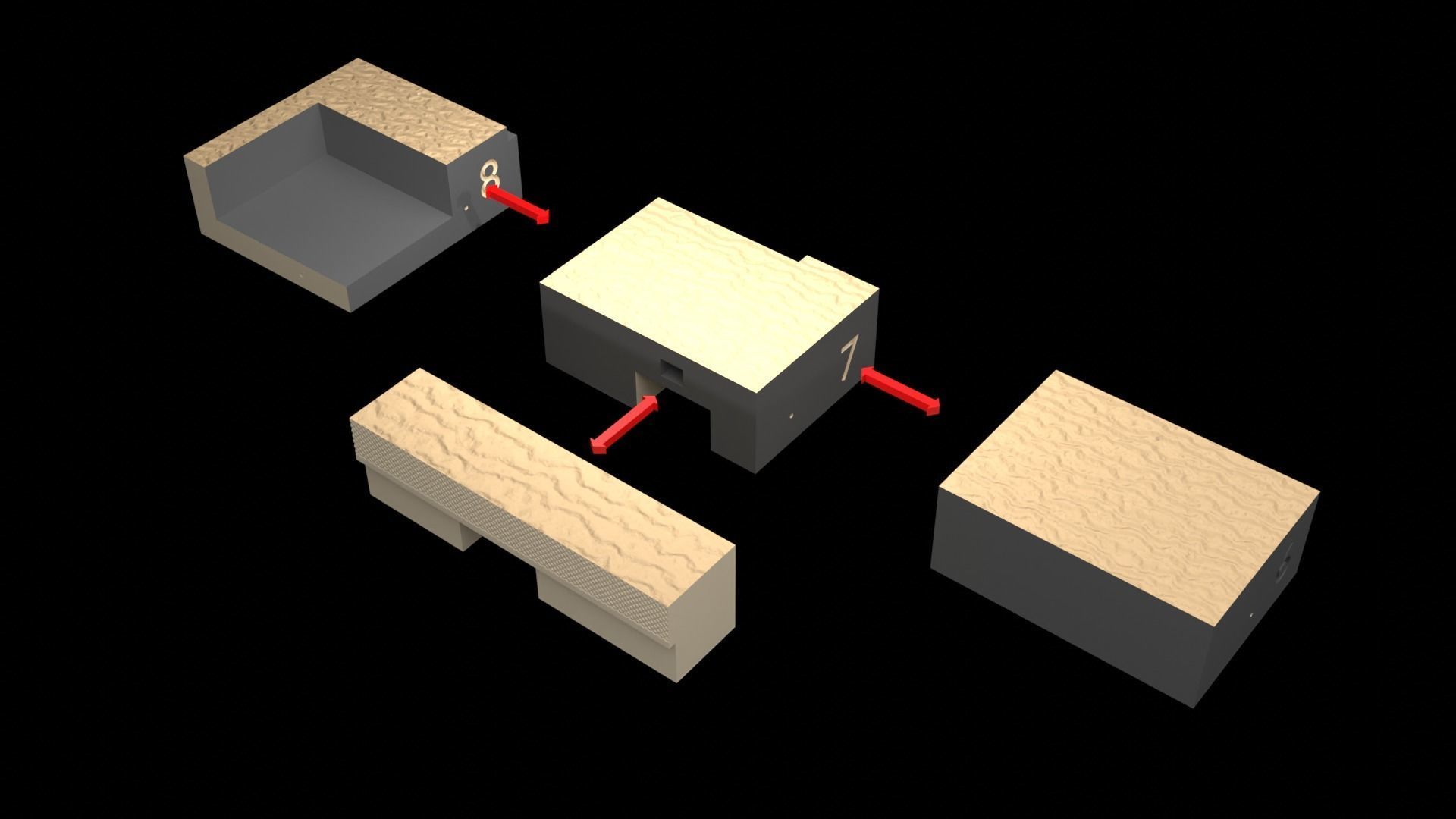Jabbas Throne Area - complete set - 1-6 Hottoys 3D Model Collection_33