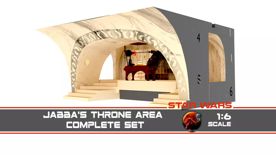 Jabbas Throne Area - complete set - 1-6 Hottoys 3D Model Collection_0