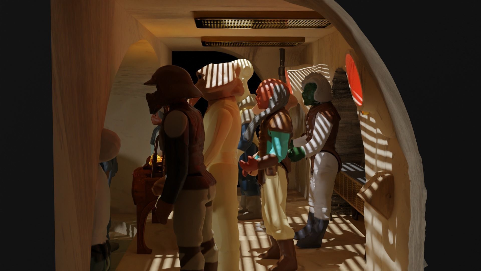 Jabbas Throne Area - complete set - 1-6 Hottoys 3D Model Collection_6