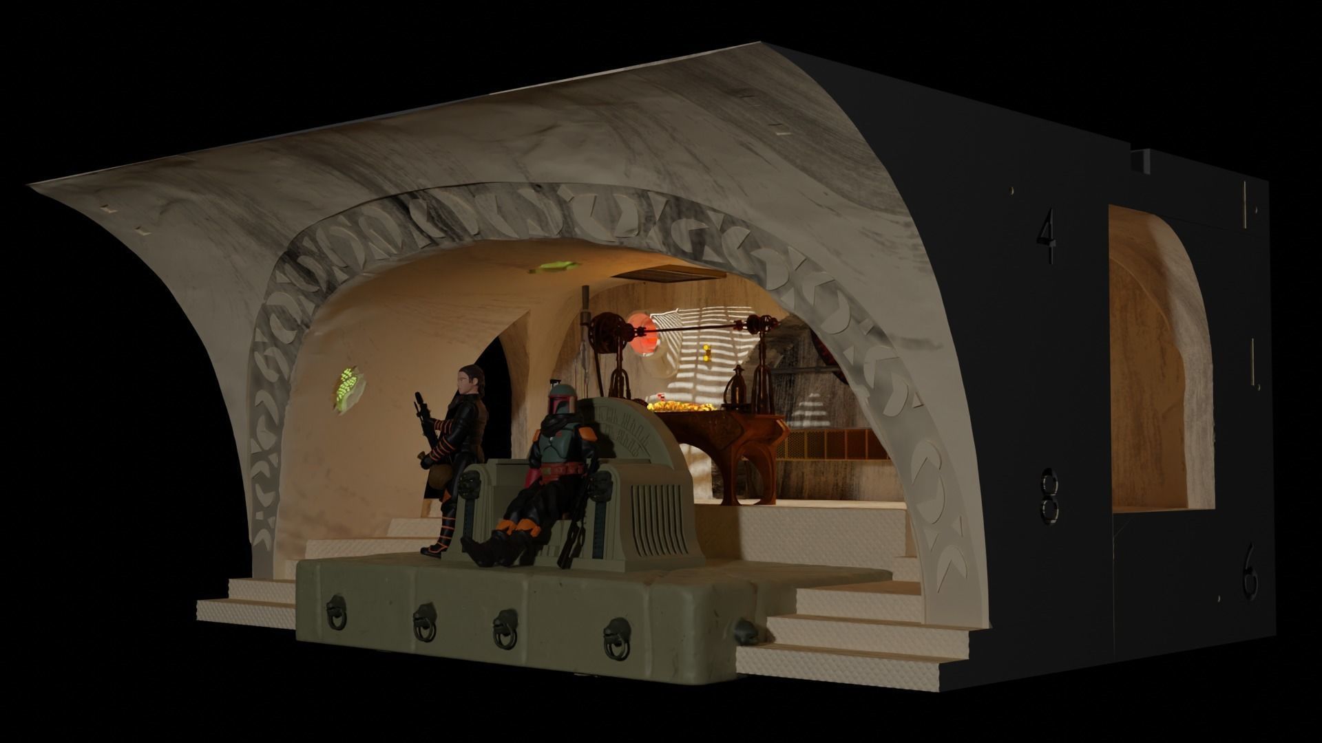 Jabbas Throne Area - complete set - 1-6 Hottoys 3D Model Collection_8