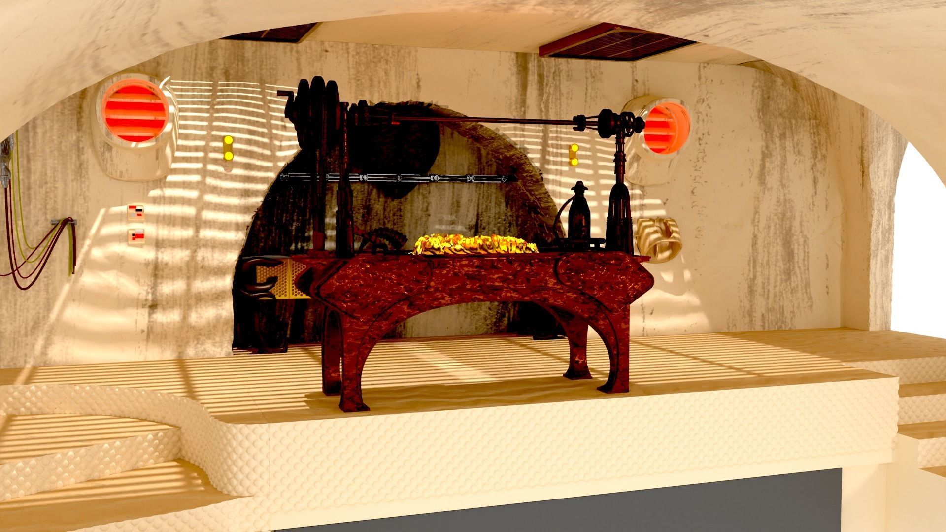 Jabbas Throne Area - complete set - 1-6 Hottoys 3D Model Collection_21