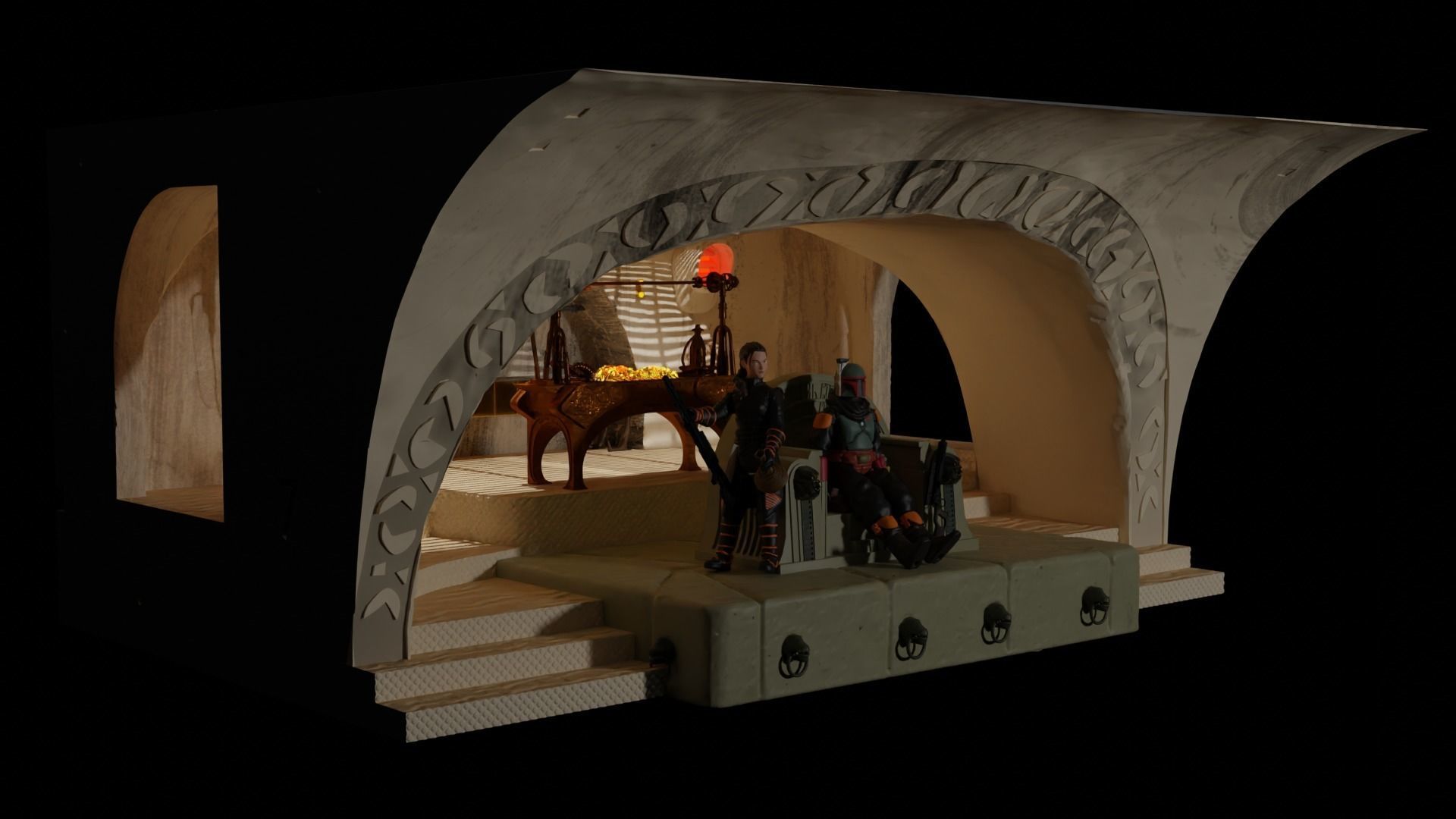 Jabbas Throne Area - complete set - 1-12 Blackseries 3D Model Collection_8