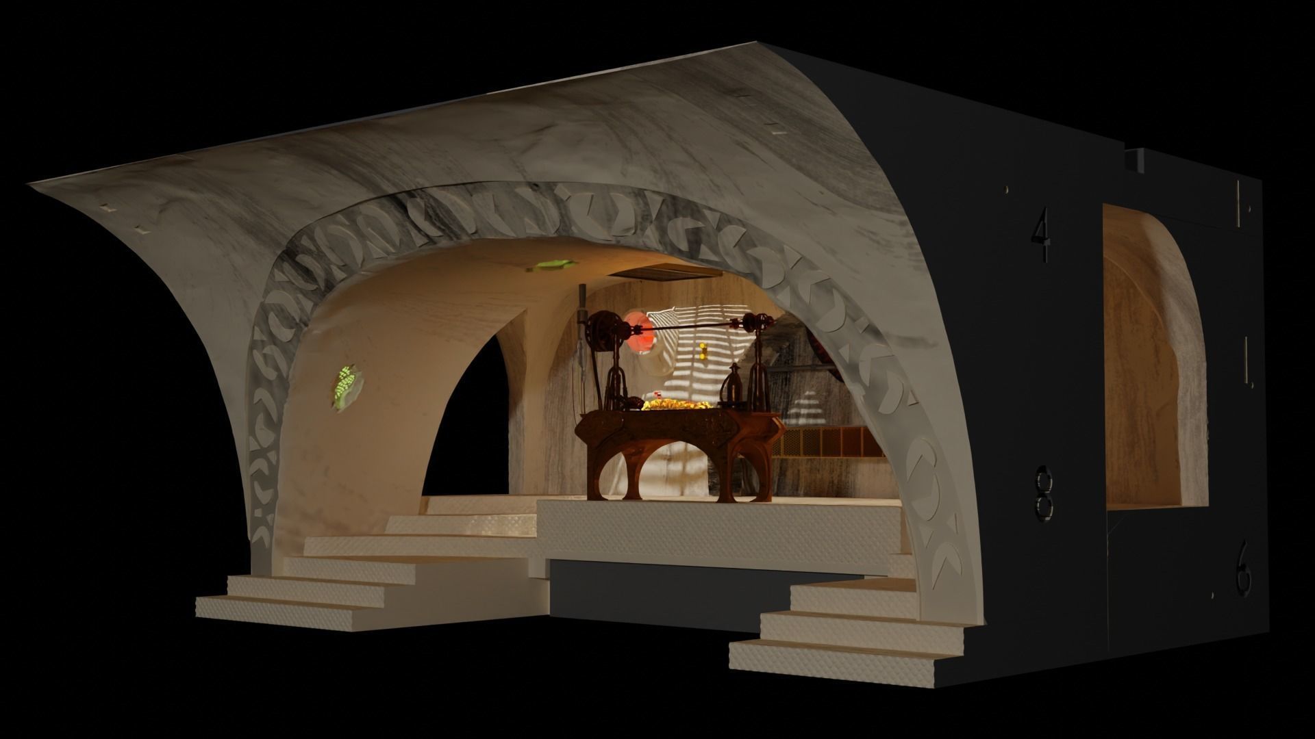 Jabbas Throne Area - complete set - 1-12 Blackseries 3D Model Collection_13