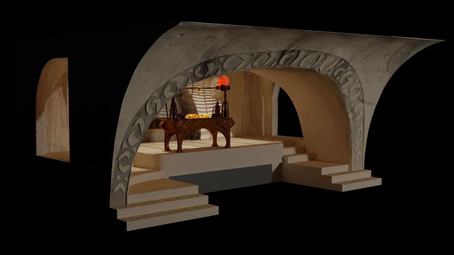 Jabbas Throne Area - complete set - 1-12 Blackseries 3D Model Collection_14