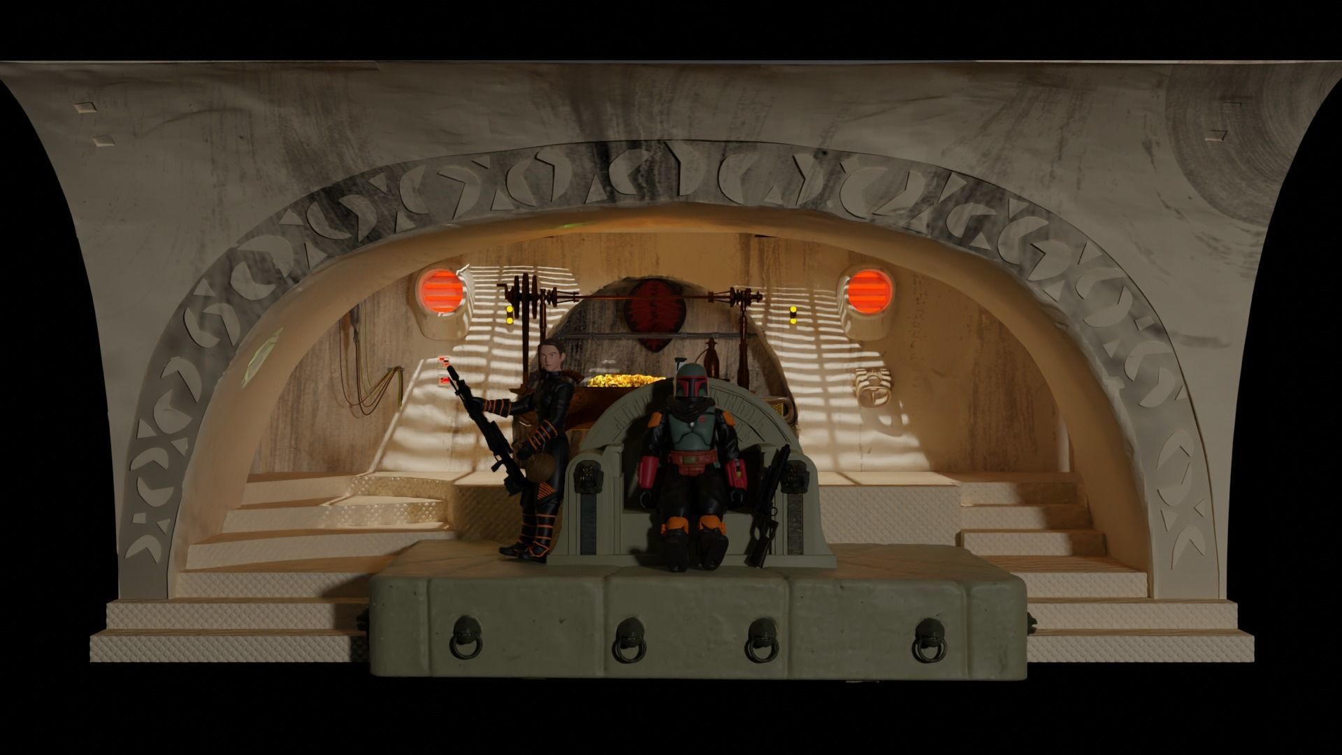 Jabbas Throne Area - complete set - 1-12 Blackseries 3D Model Collection_11