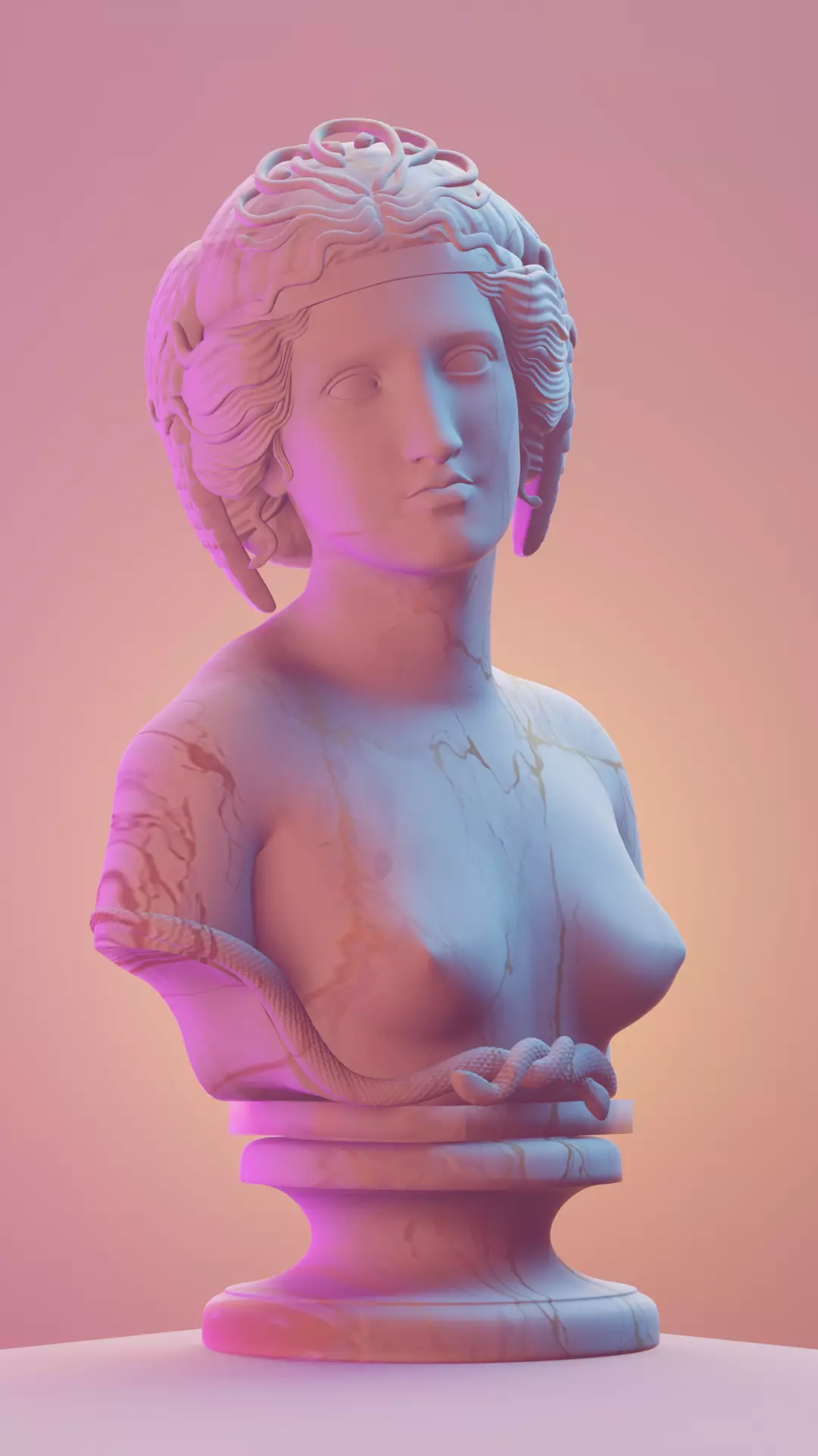 Medusa Bust Statue 3D model_0