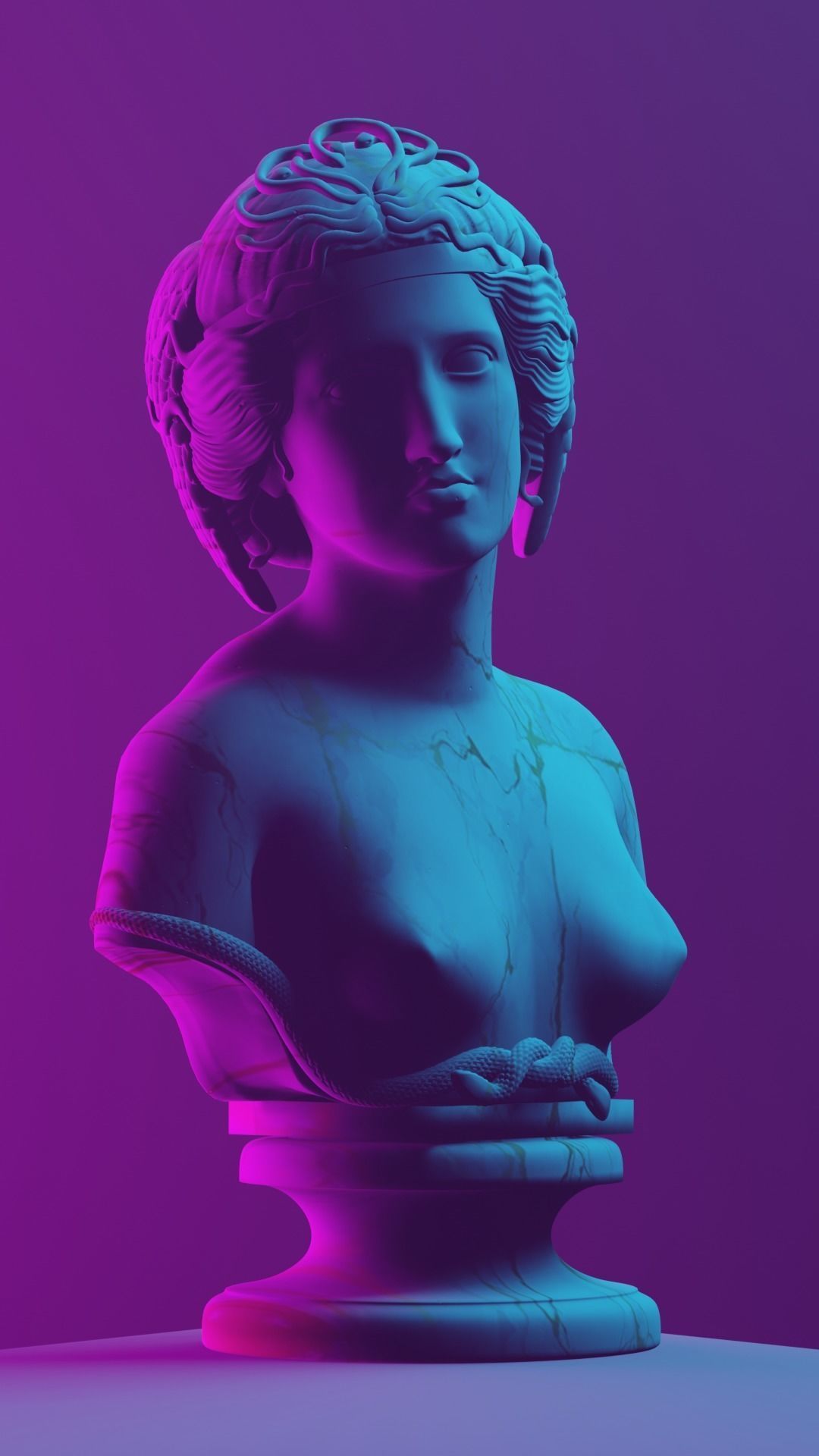 Medusa Bust Statue 3D model_1