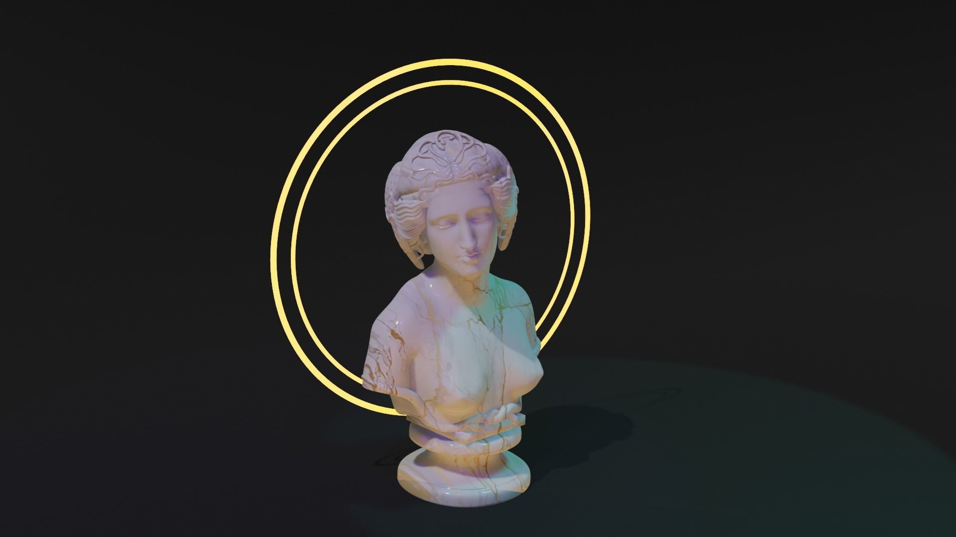 Medusa Bust Statue 3D model_4