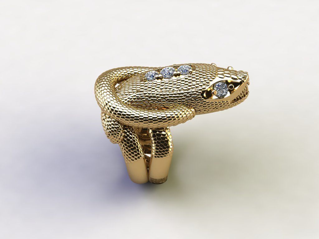 Snake Ring with diamond full cad file 3D model_6