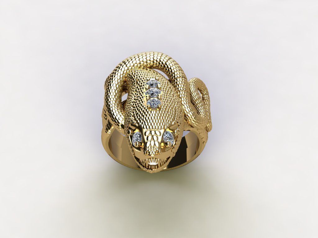 Snake Ring with diamond full cad file 3D model_5