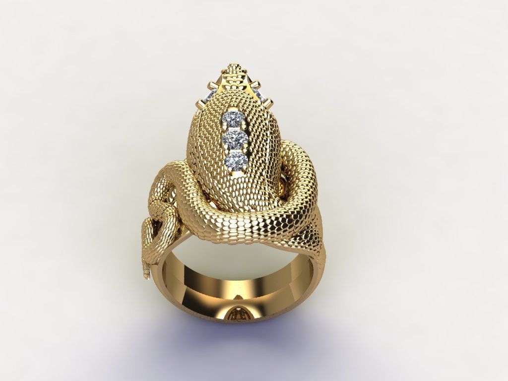 Snake Ring with diamond full cad file 3D model_4