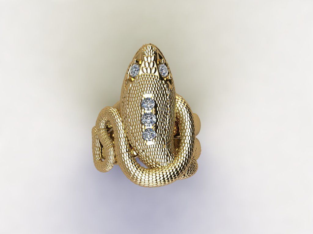 Snake Ring with diamond full cad file 3D model_3