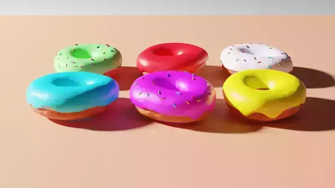 donut low-poly game ready with icing