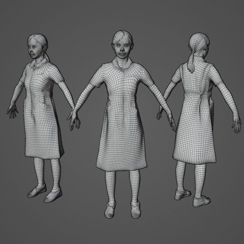 Animated 3D-Nurse 164MariA06 Low-poly 3D model_1