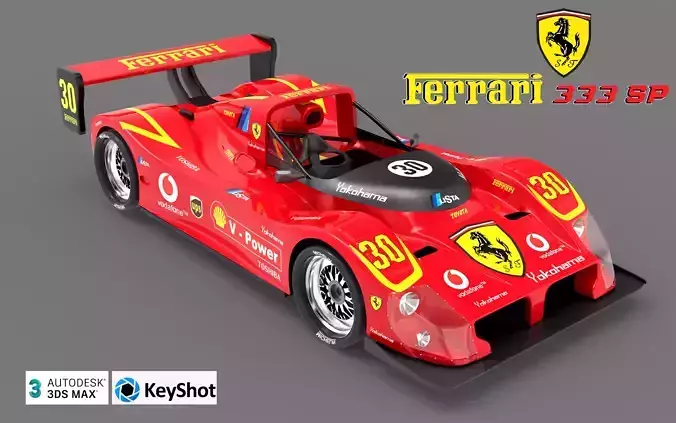 Ferrari 333 SP Racing car Low-poly 3D model