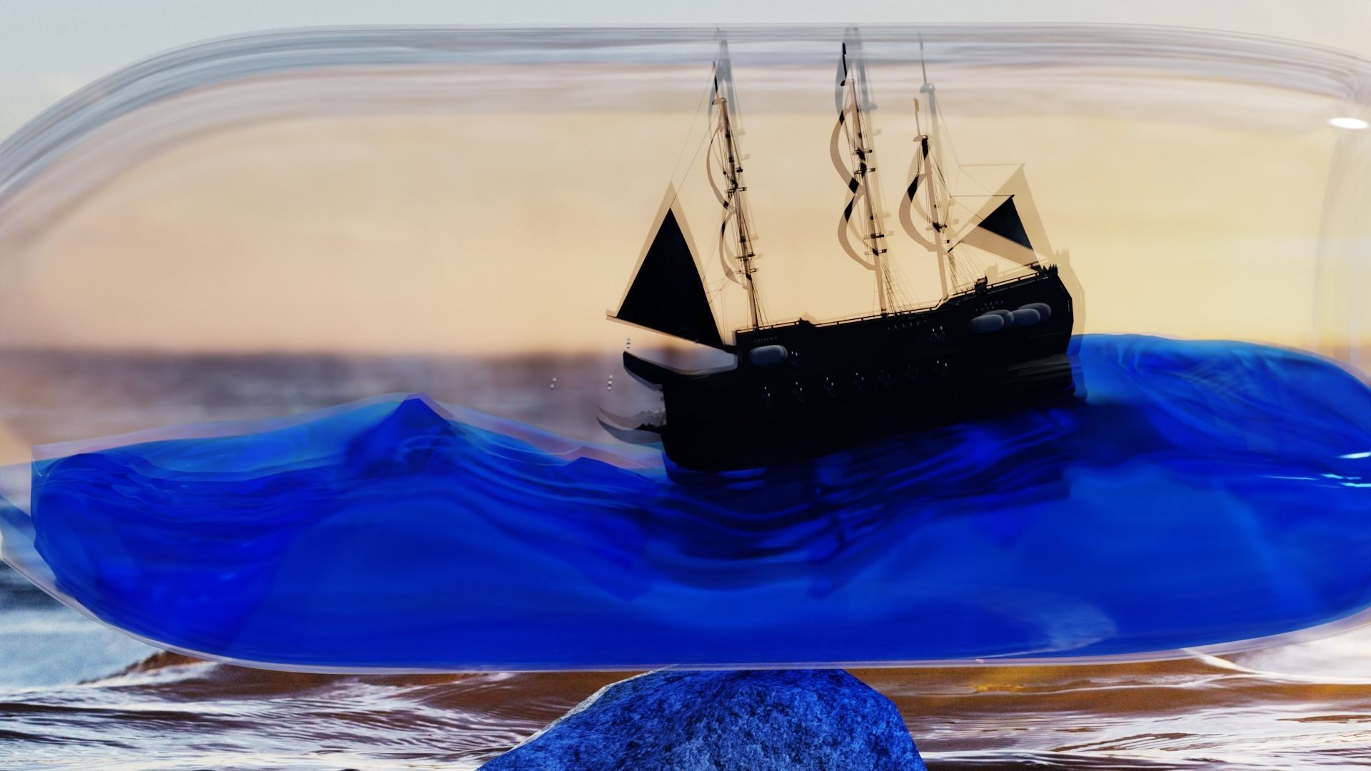 Ship in bottle 3D model_1