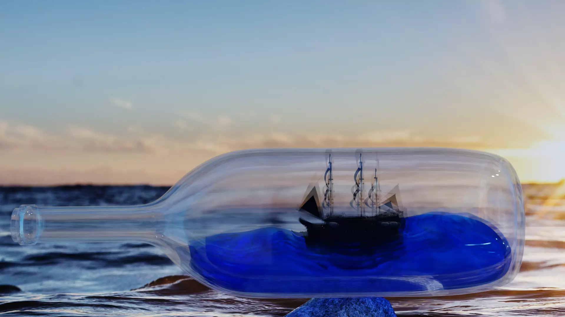 Ship in bottle 3D model_0