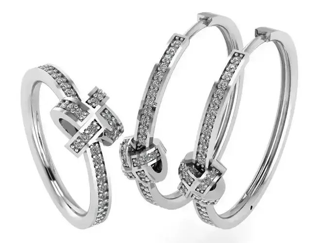 Fashion Diamond Earring Ring 0427